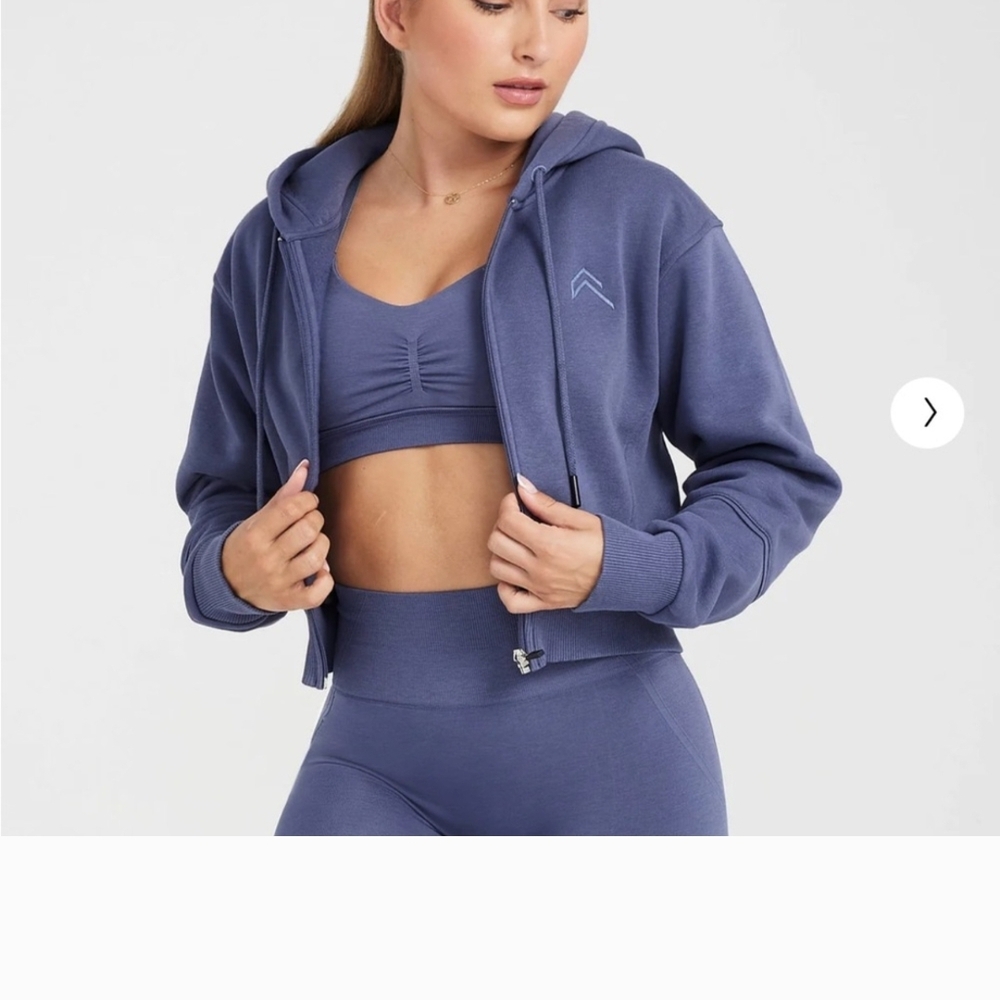 Women's Blue Hoodie and Sports Bra Set